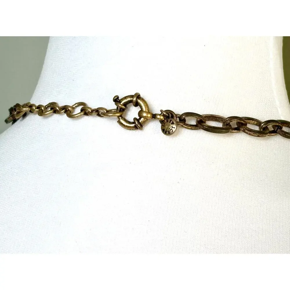 Vintage J. Crew Gold Tone Crystal Cluster Statement Necklace EUC